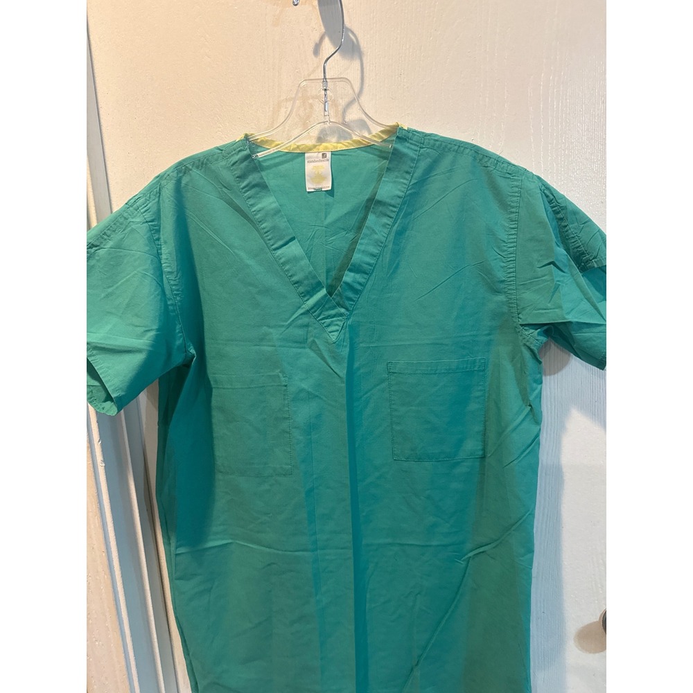 Standard Textile Scrub Set Teal Green V-Neck Top Drawstring Pants  2 pc set